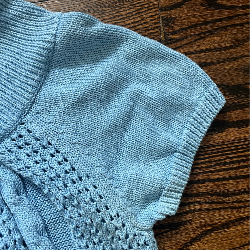 blue knit short sleeve vintage sweater - Picture 4 of 5